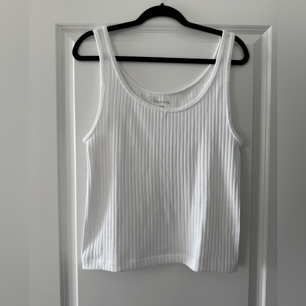 Feathers Classic White Ribbed Tank